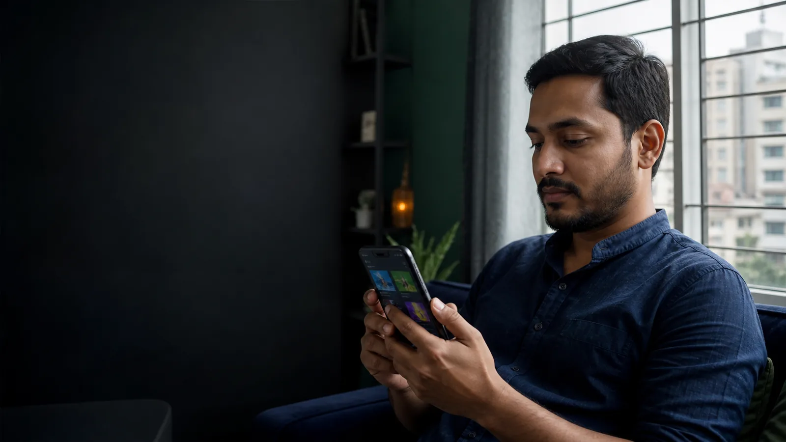 মোবাইলে aago স্পোর্টস ও গেমস তথ্য দেখছেন একজন প্রাপ্তবয়স্ক বাংলাদেশি